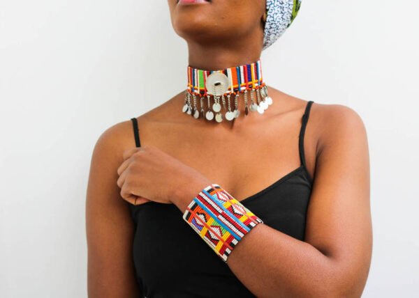 TULIA Beaded Choker Necklace, Beaded Bracelet