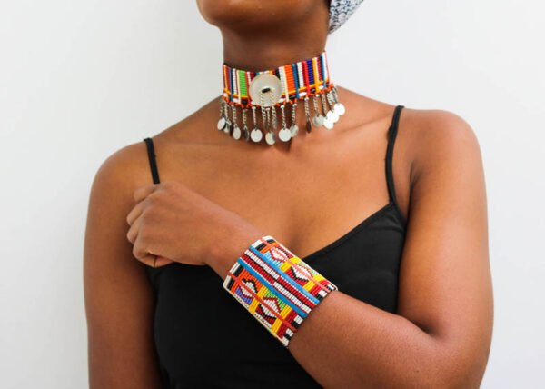 TULIA Beaded Choker Necklace, Beaded Bracelet