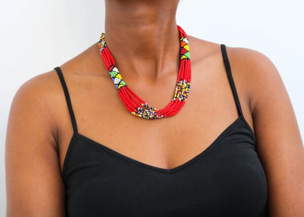 AZIMA African Beaded Rope Necklace