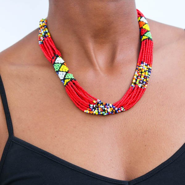 AZIMA African Beaded Rope Necklace