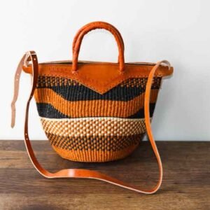African Sisal bag, Woven Leather bag