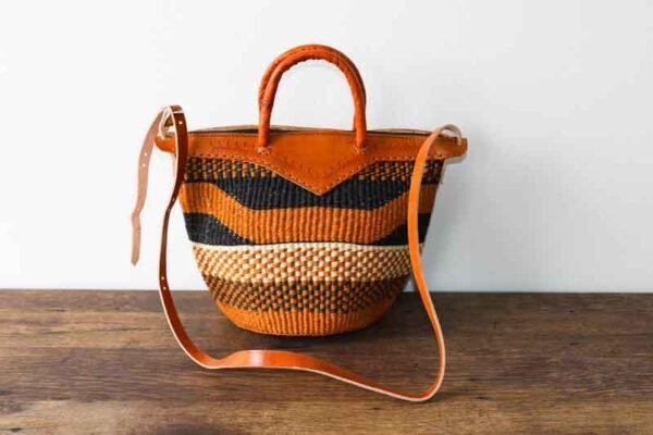 African Sisal bag, Woven Leather bag