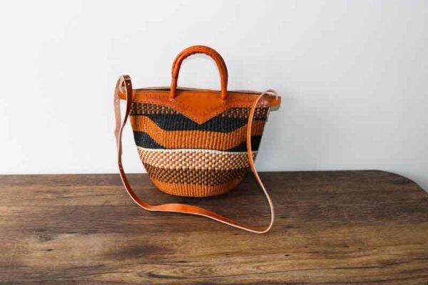 African Sisal bag, Woven Leather bag