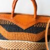 African Sisal bag, Woven Leather bag
