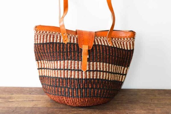 Sisal woven bag, African Leather bag