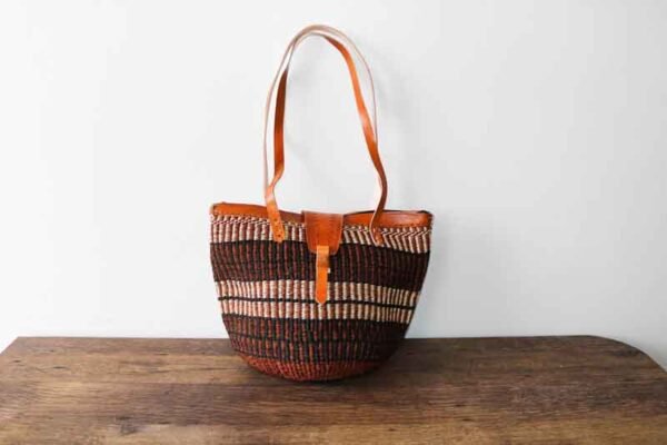 Sisal woven bag, African Leather bag