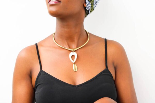 SHELA African brass pendant necklace