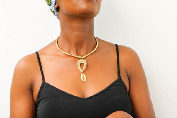 SHELA African brass pendant necklace