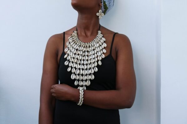ASHO African Cowrie Necklace with matching bracelet and earring