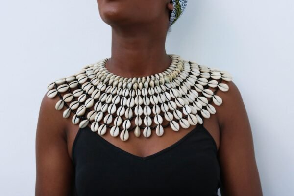 ADU African cowrie shell necklace, Gift for her
