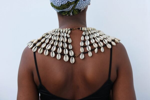 ADU African cowrie shell necklace, Gift for her