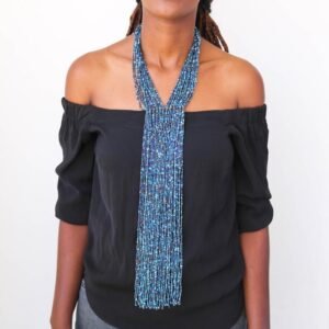AKINYI beaded fringe necklace