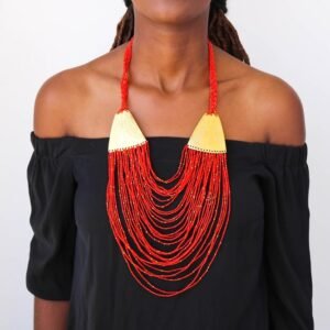 AMOLLO beaded fringe necklace