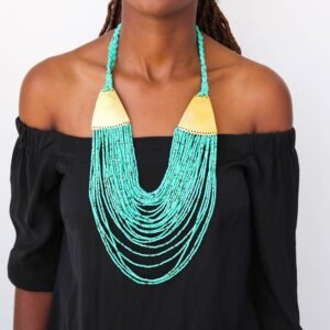 AUMA beaded fringe necklace