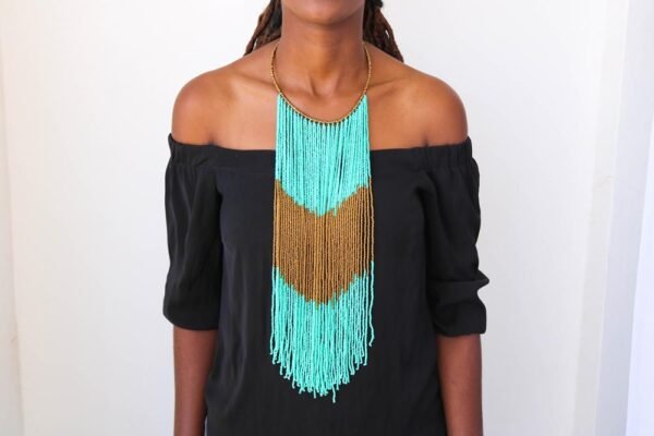IMANI beaded fringe necklace
