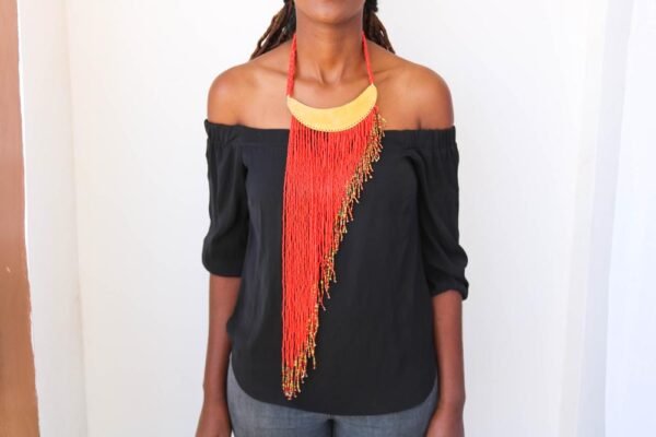 NANDI beaded fringe necklace
