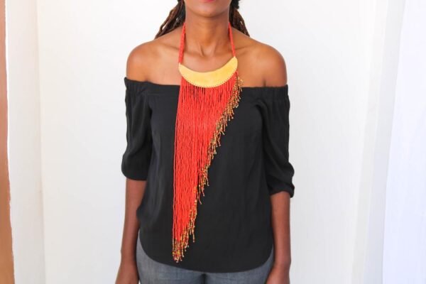 NANDI beaded fringe necklace
