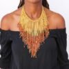 AWINO beaded fringe necklace