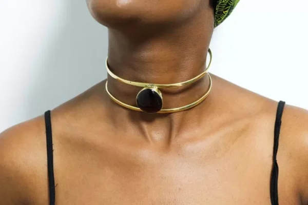 FARIJI African brass choker necklace