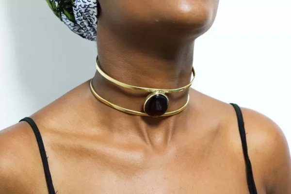 FARIJI African brass choker necklace