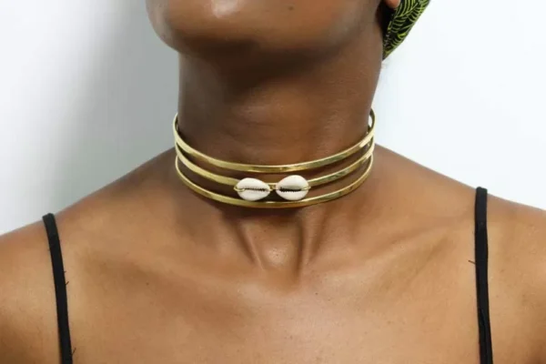 FIDA African brass choker necklace