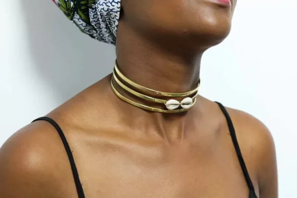 FIDA African brass choker necklace