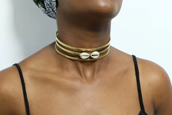 FIDA African brass choker necklace