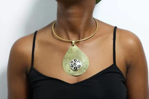 FOLAH African brass choker necklace