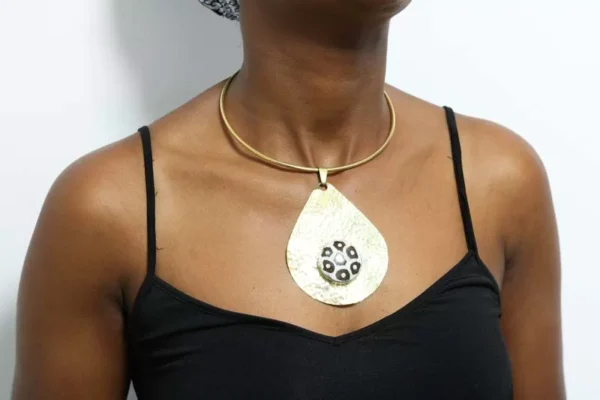 FOLAH African brass choker necklace