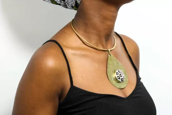 FOLAH African brass choker necklace