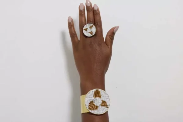 HADA African Brass Bracelet with Matching Ring