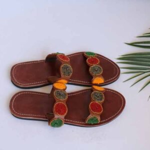 ATEMI African Beaded Sandals, Handmade Leather Sandals