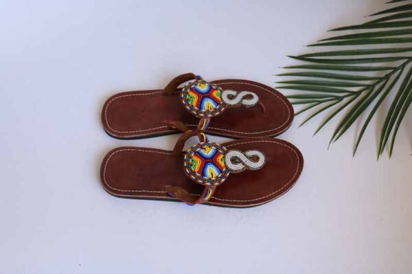 AKOTE African Beaded Sandals, Handmade Leather Sandals