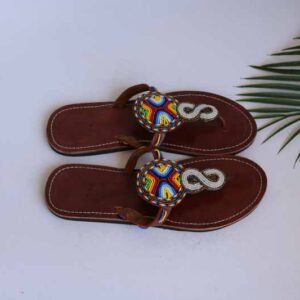 AKOTE African Beaded Sandals, Handmade Leather Sandals