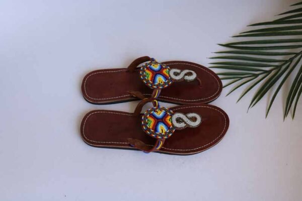 AKOTE African Beaded Sandals, Handmade Leather Sandals