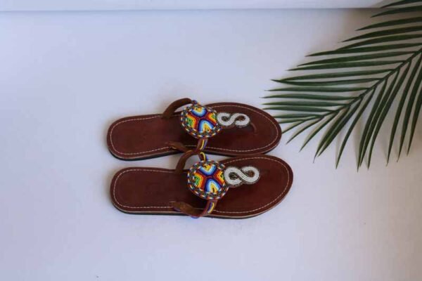 AKOTE African Beaded Sandals, Handmade Leather Sandals