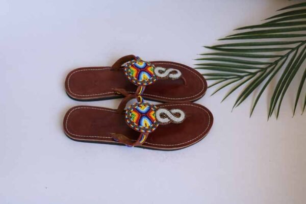 AKOTE African Beaded Sandals, Handmade Leather Sandals