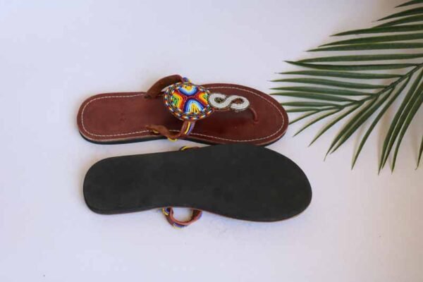 AKOTE African Beaded Sandals, Handmade Leather Sandals