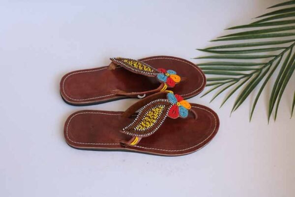 JOHO African Beaded Sandals, Handmade Leather Sandals