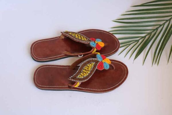 JOHO African Beaded Sandals, Handmade Leather Sandals