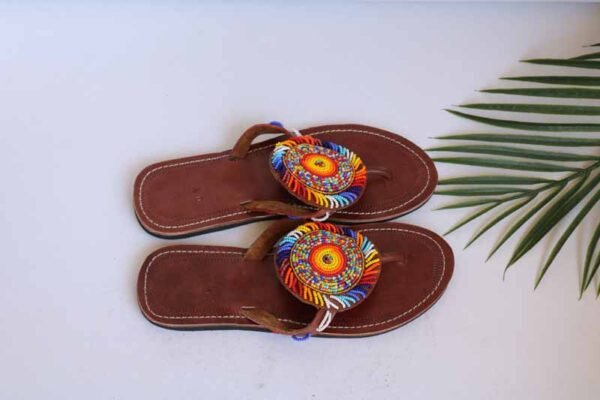 RIGA African Beaded Sandals, Handmade Leather Sandals