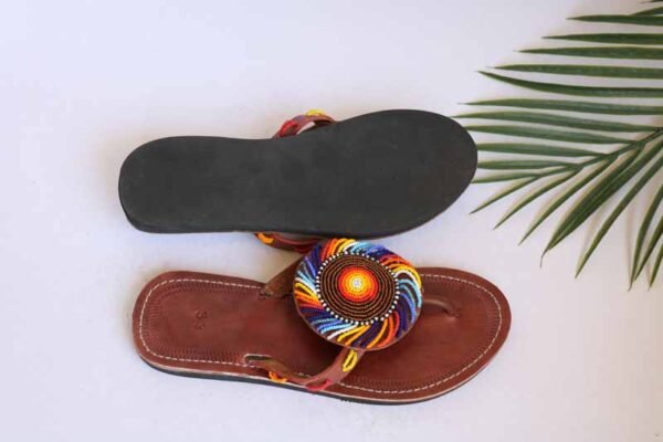 RIGA African Beaded Sandals, Handmade Leather Sandals