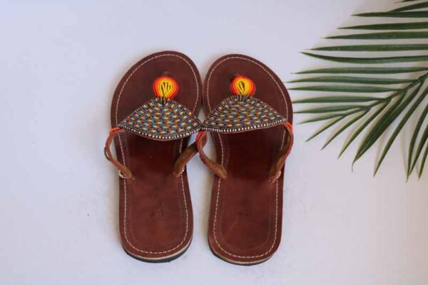RUTO African Beaded Sandals, Handmade Leather Sandals