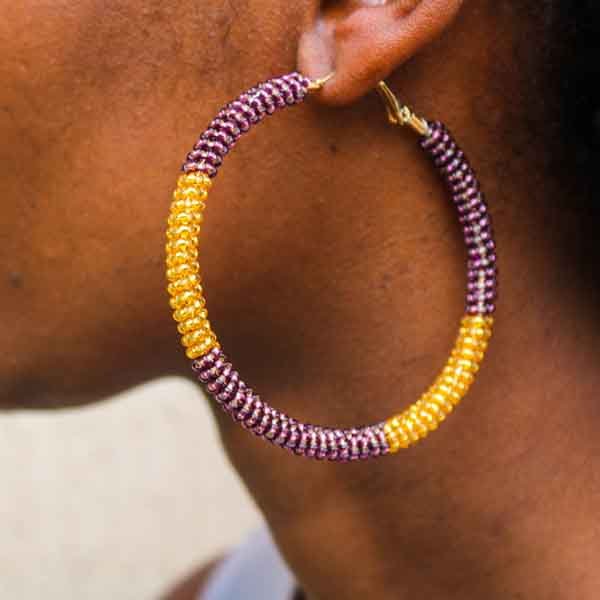 African Beaded Earrings, Dangle Tribal Earrings