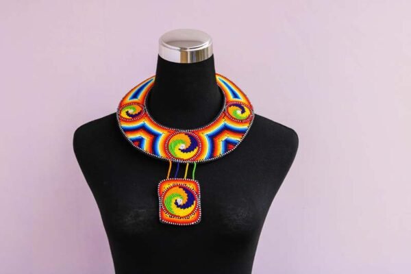 JUJA African Beaded Leather necklace