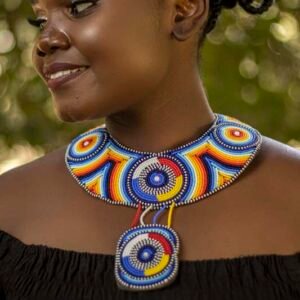 AZIBO African Beaded Leather necklace