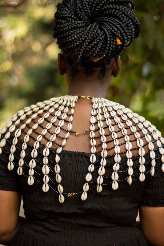 ABAWA African cowrie shell necklace, Gift for her