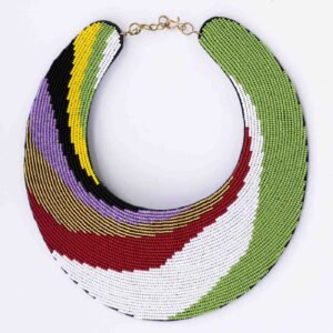 WAKIO African Beaded Leather Necklace, Multi-color necklace
