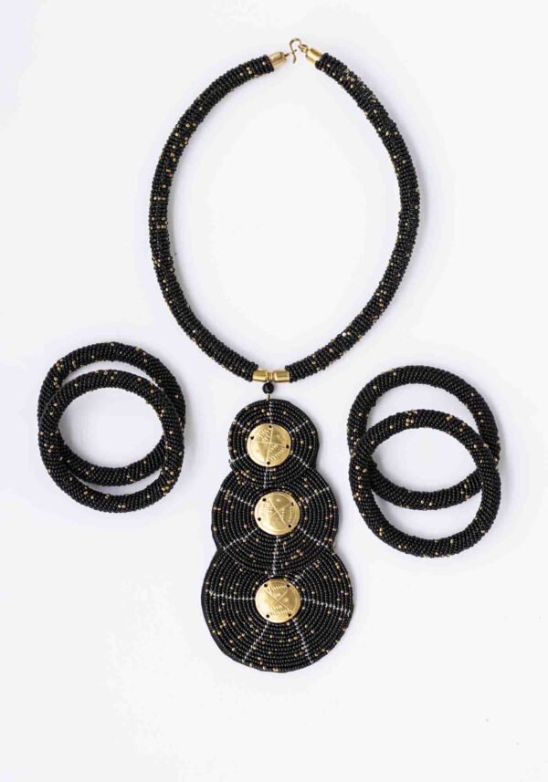 KISII African Beaded Pendant necklace with matching bracelets